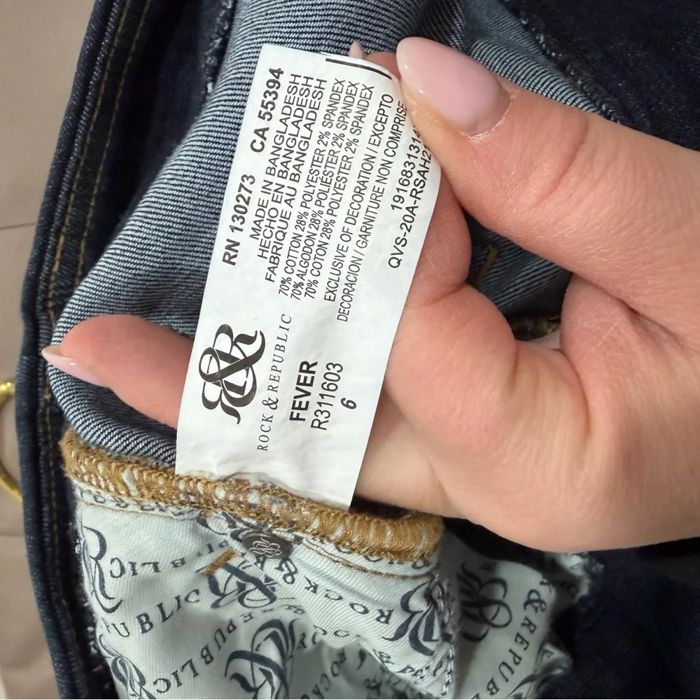 Rock & Republic Womens Dark Blue Denim Rx Fever Stretch Short 6